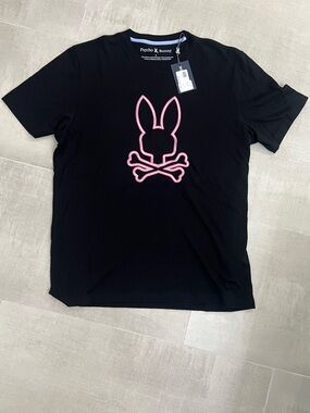 Psycho Bunny Black Tee with Pink Logo